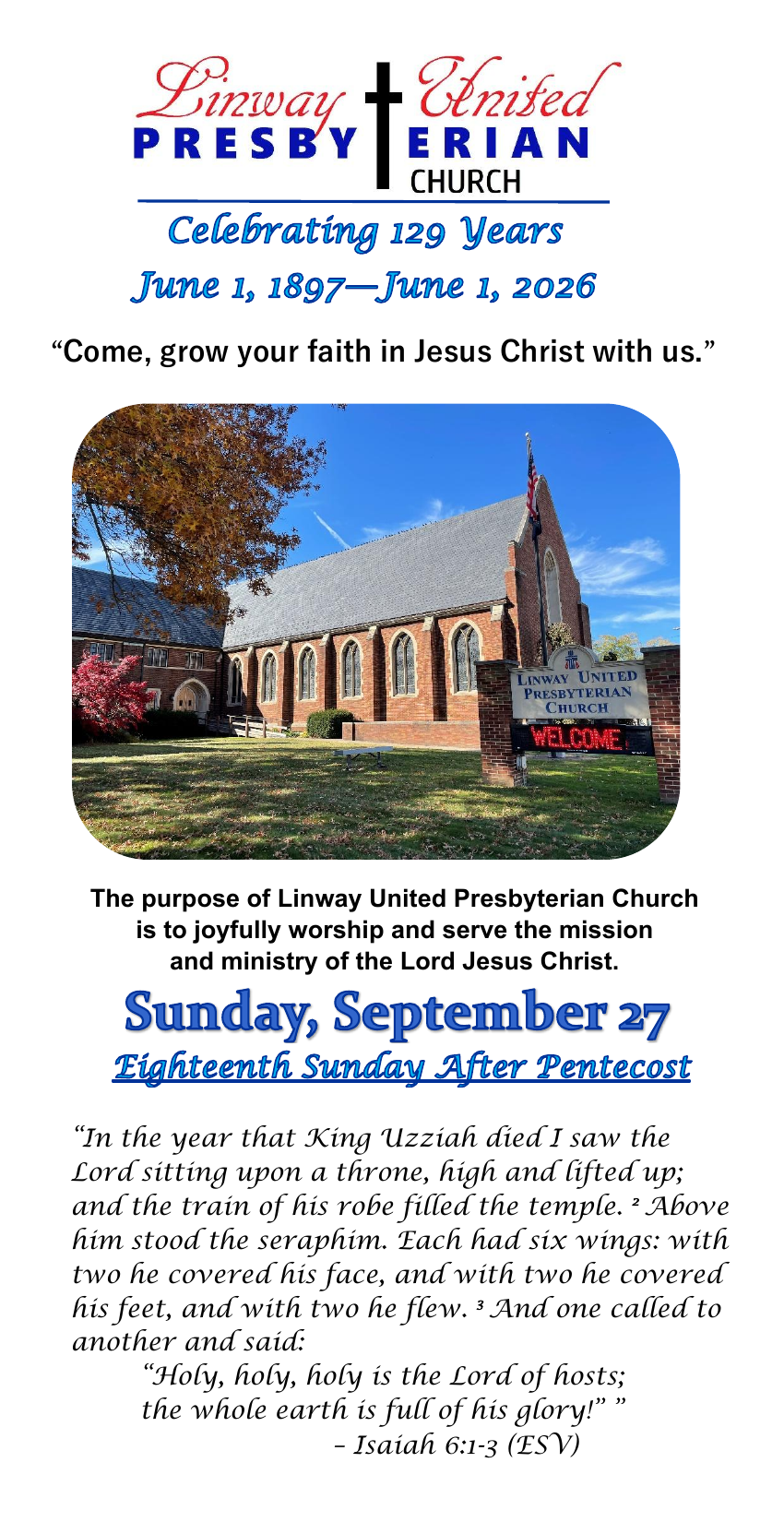 Church Cover - Sunday, September 27, 2026