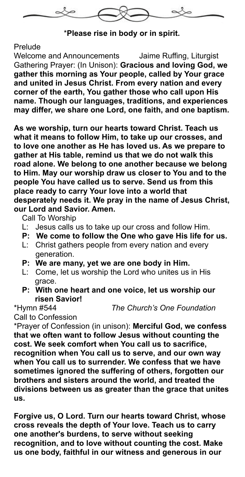 Welcome and Announcements - Sunday, October 04, 2026