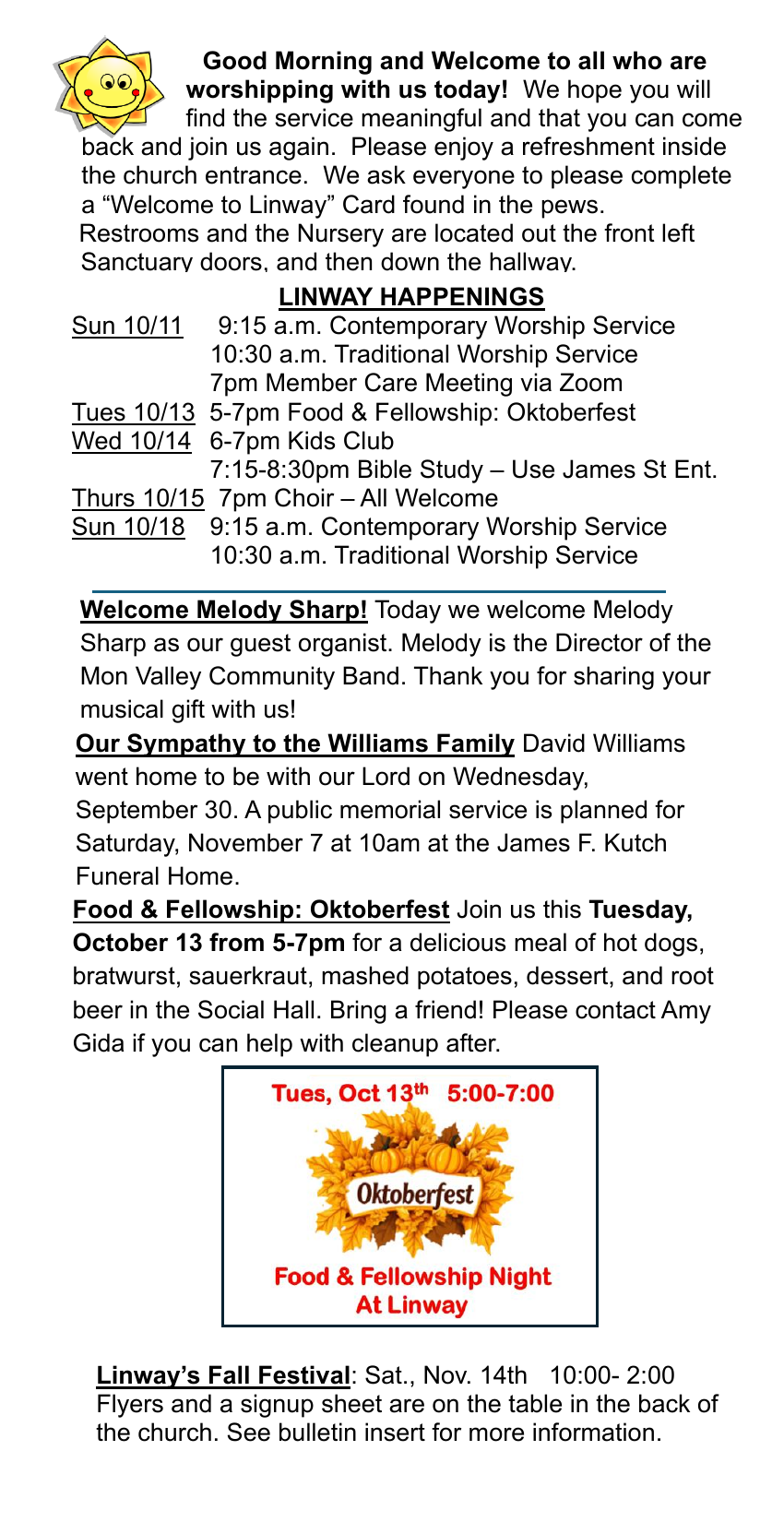 Linway Happenings - Sunday, October 11, 2026