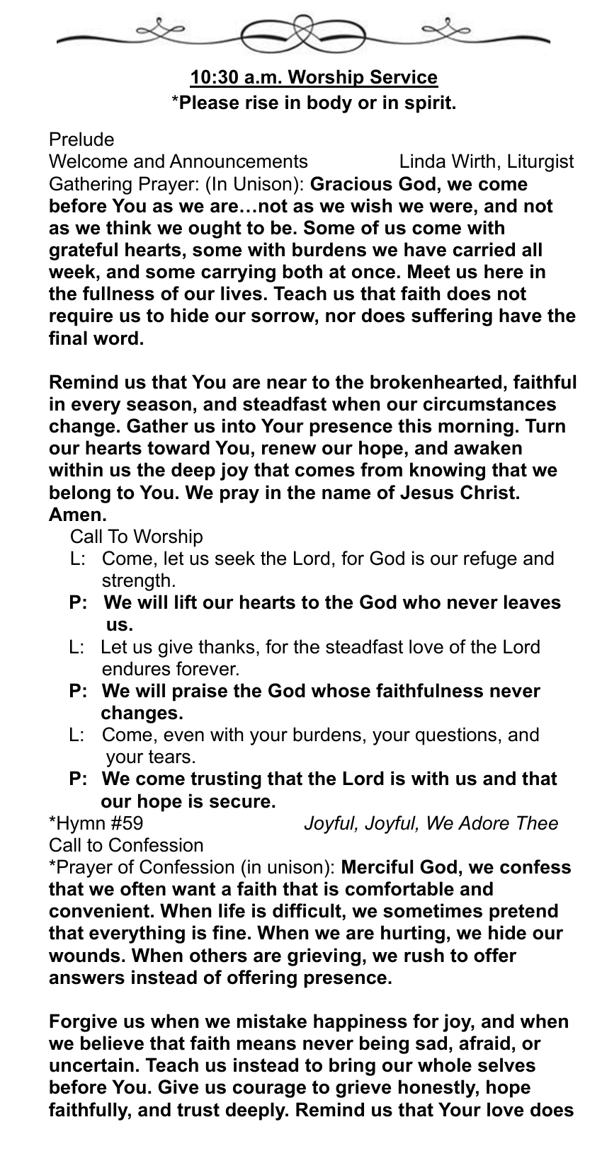 Welcome and Announcements - Sunday, October 11, 2026