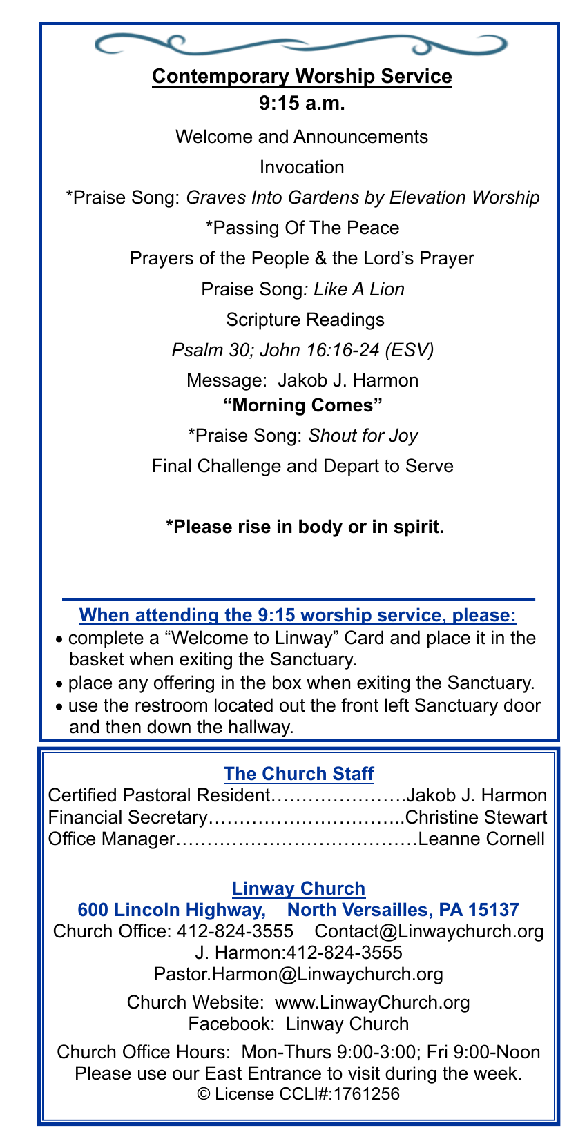 Contemporary Worship Service - Sunday, October 11, 2026