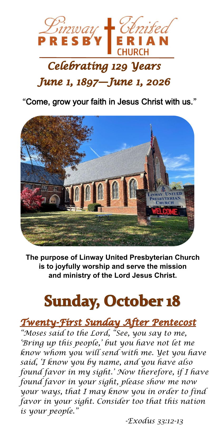 Church Cover - Sunday, October 18, 2026