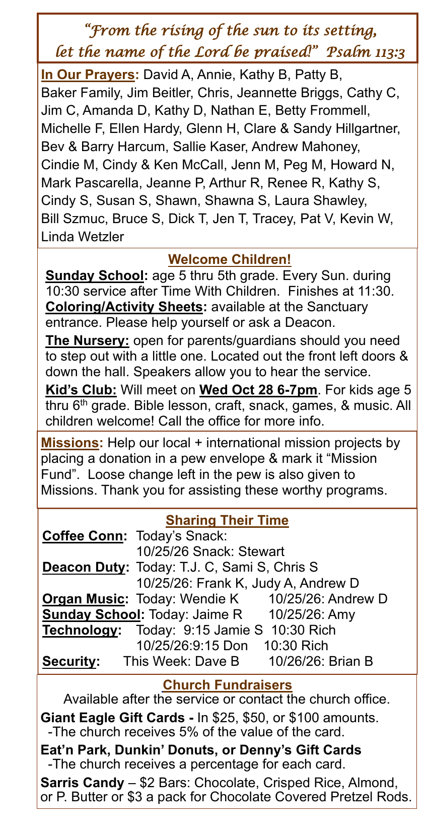 In our Prayers - Sunday, October 18, 2026