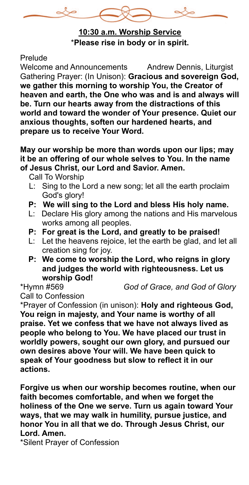 Welcome and Announcements - Sunday, October 18, 2026