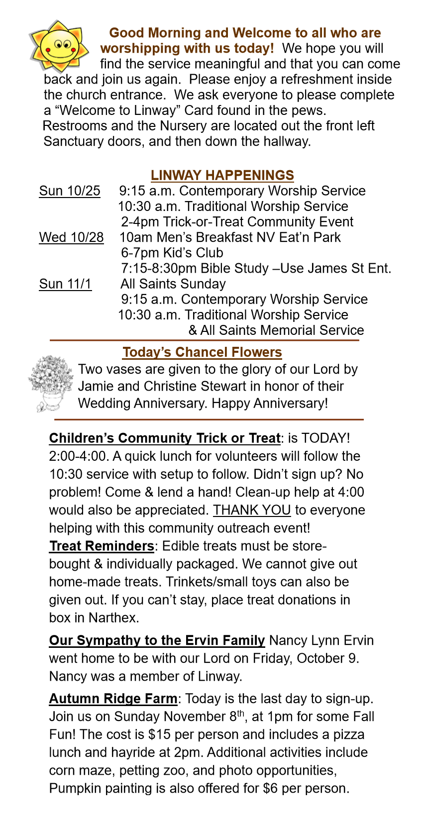 Linway Happenings - Sunday, October 25, 2026
