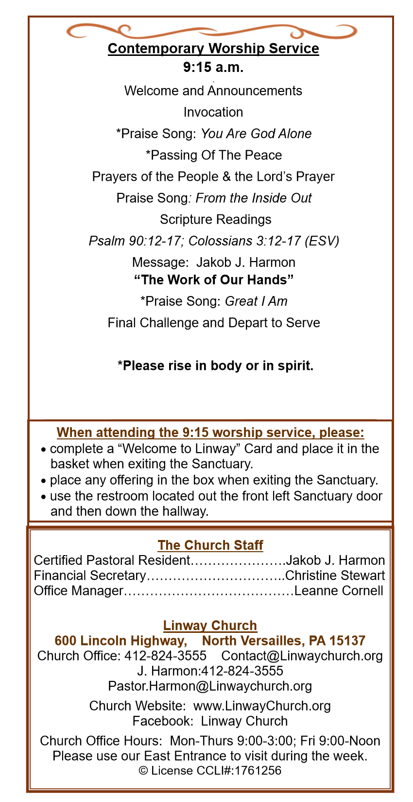 Contemporary Worship Service - Sunday, October 25, 2026