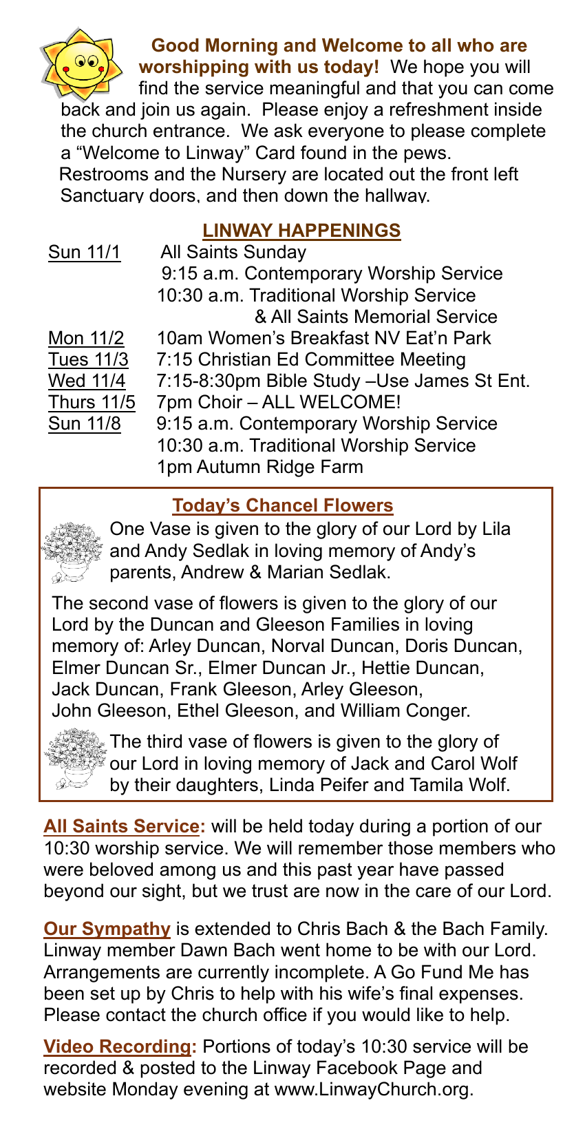 Linway Happenings - Sunday, November 1, 2026