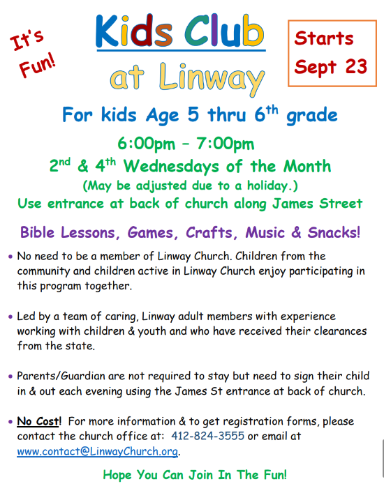 Kids Club at Linway Flyer